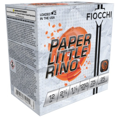 Fiocchi Paper White Rhino 12GA 2.75 1 1/8 Oz 25-RD 10 Boxes