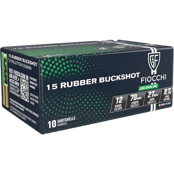 Fiocchi Rubber Buckshot Ammo 12GA 2.75 15 Pellets
