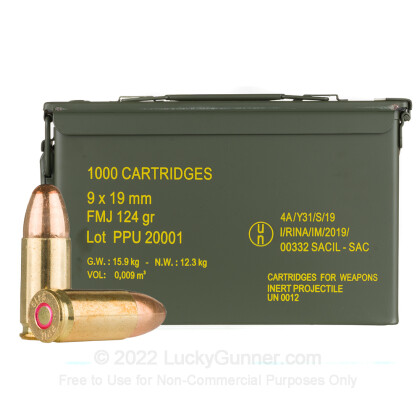 Ppu Rangemaster 9MM 124GR Fmj 1000 Rounds