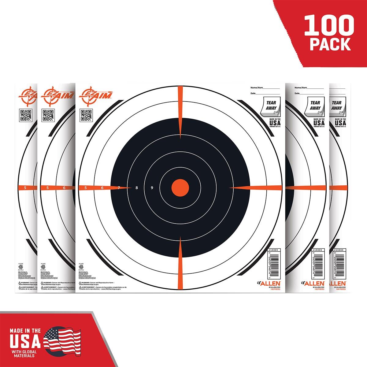 Allen Ez-aim Paper 12 X 12 Bullseye Target 100 Per Pad