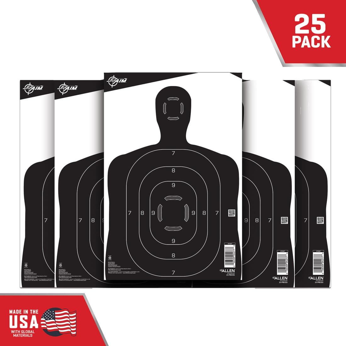 Allen Ez Aim Paper Silhouette Target 12 X 18 Black & White 25 Pack