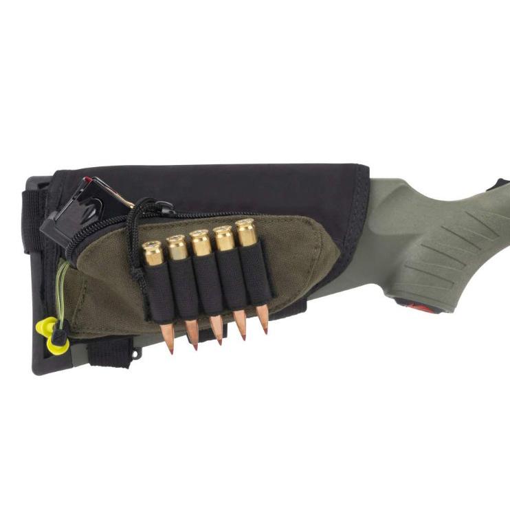Allen Adjustable Buttstock Shell Holder Black/green With Pocket