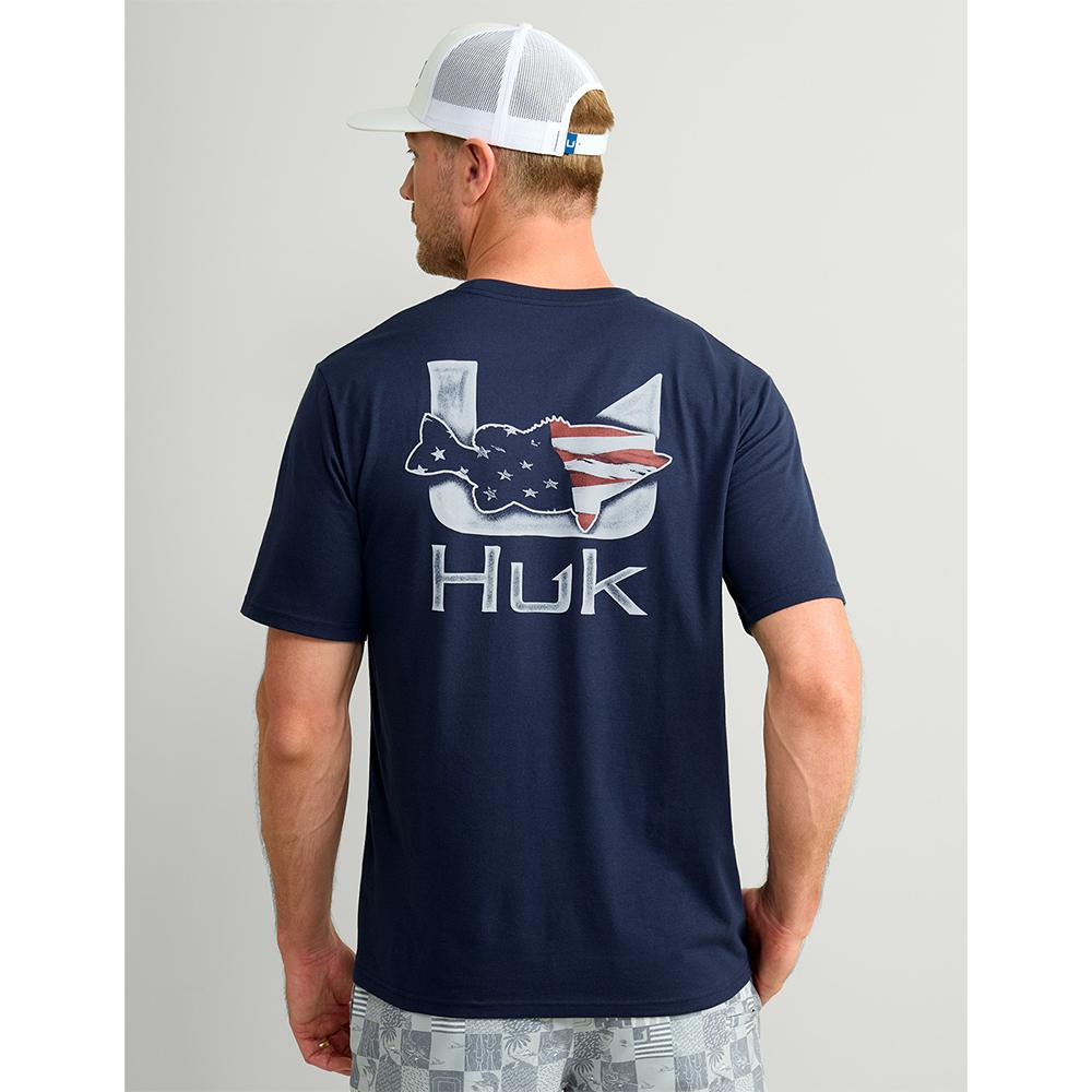 Huk Fish Flag Tee Navy Size S