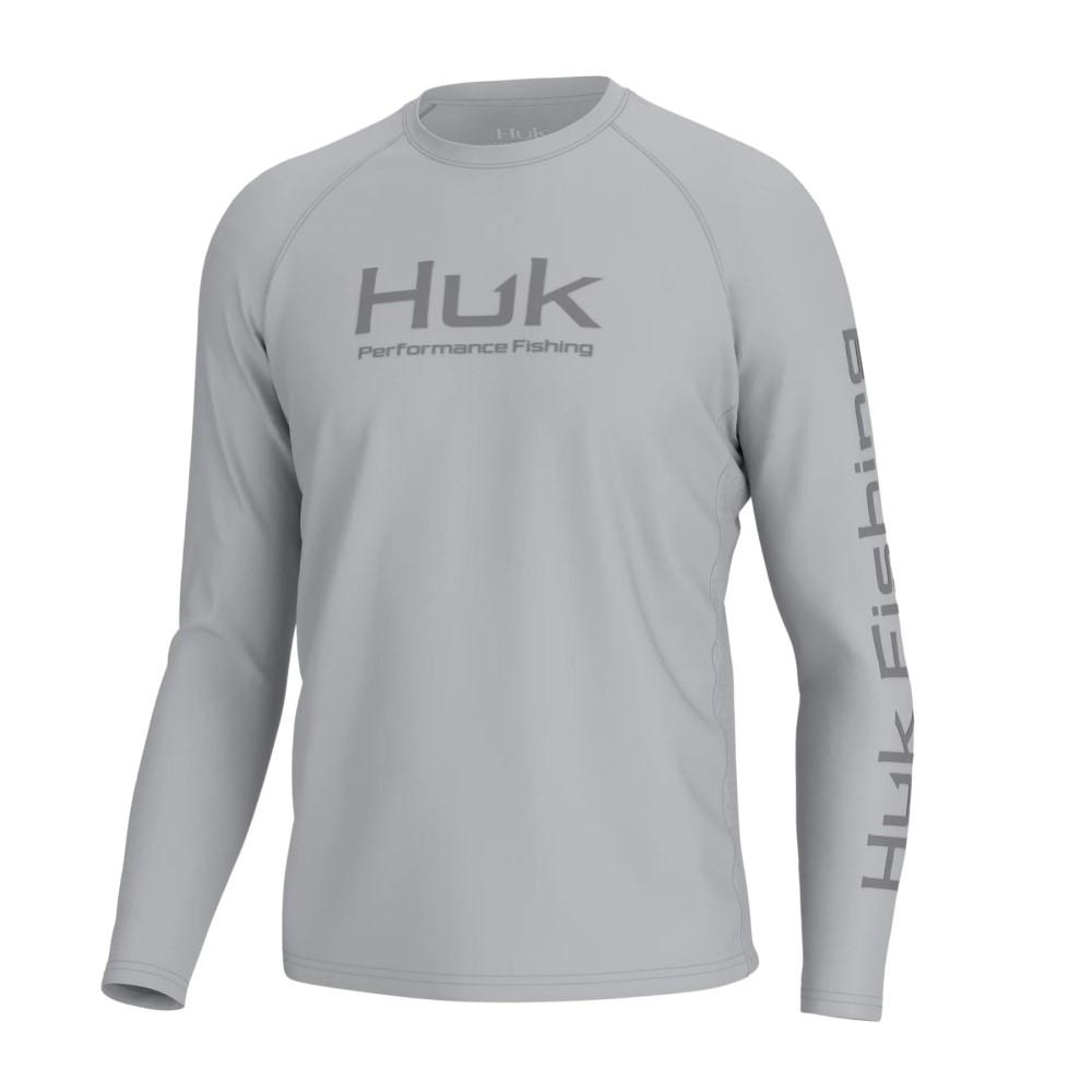 Huk Vented Pursuit Harbor Mist Long Sleeve Shirt - Grey, Size S
