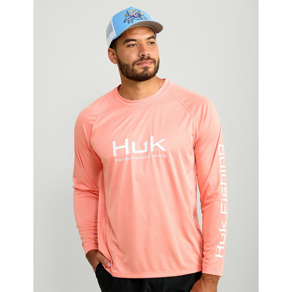Huk Vented Pursuit Fresh Salmon Heather Ls S