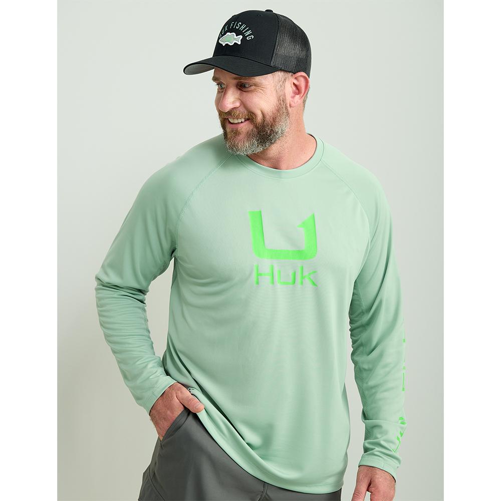 Huk Icon Ls Crew Fog Green Size M