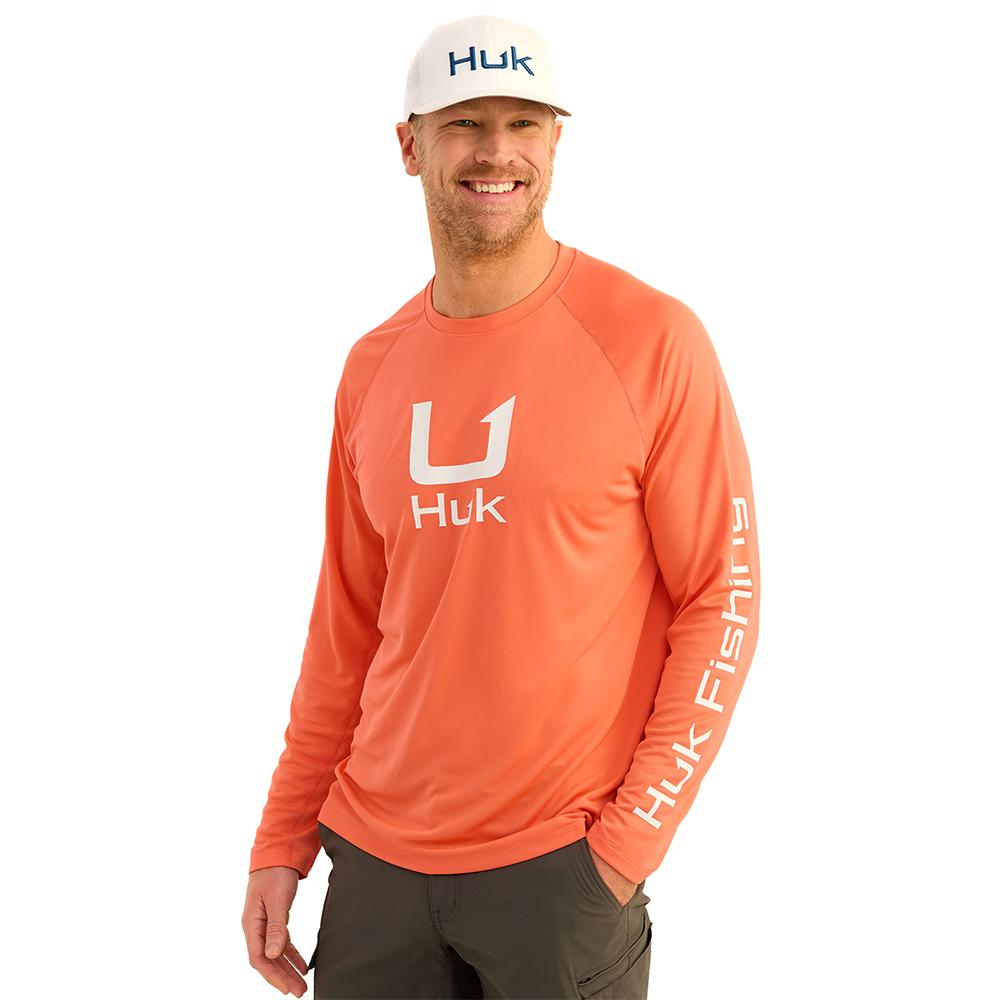 Huk Icon Ls Crew Fresh Salmon Large
