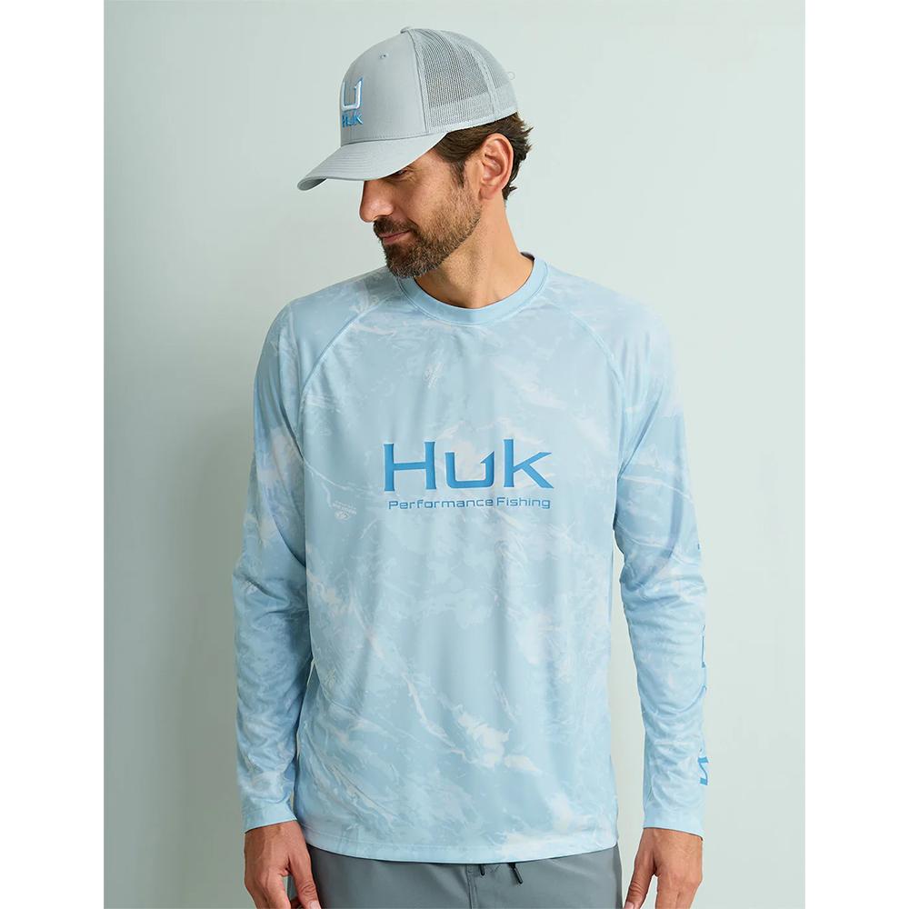 Huk Pursuit Mossy Oak Printed Ls Crew - Bonefish 2XL