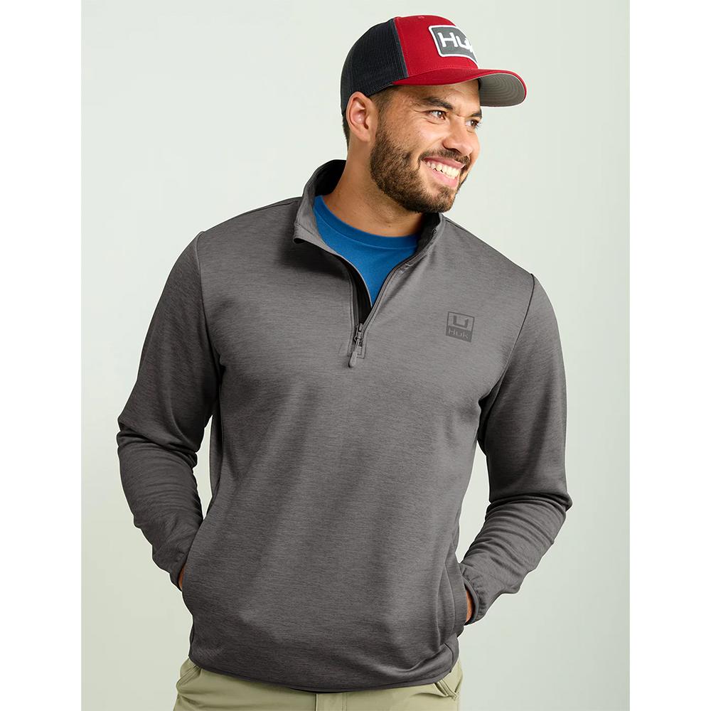 Huk Cold Front 1/4 Zip Sweatshirt Grey Heather Size S