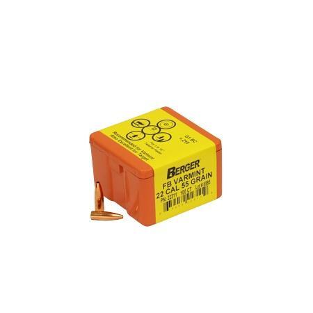 22 Cal 224DIA 55GR Varmint Match Berger Bullets