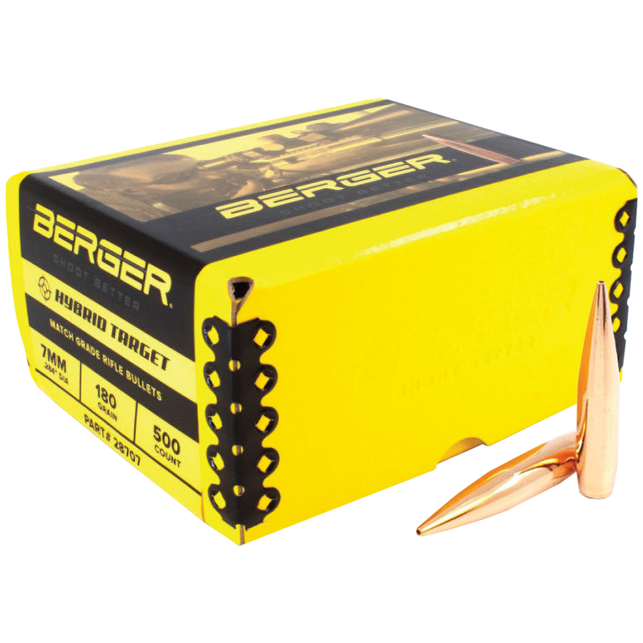Berger 7MM 180GR Hybrid Target Bullets 500CT