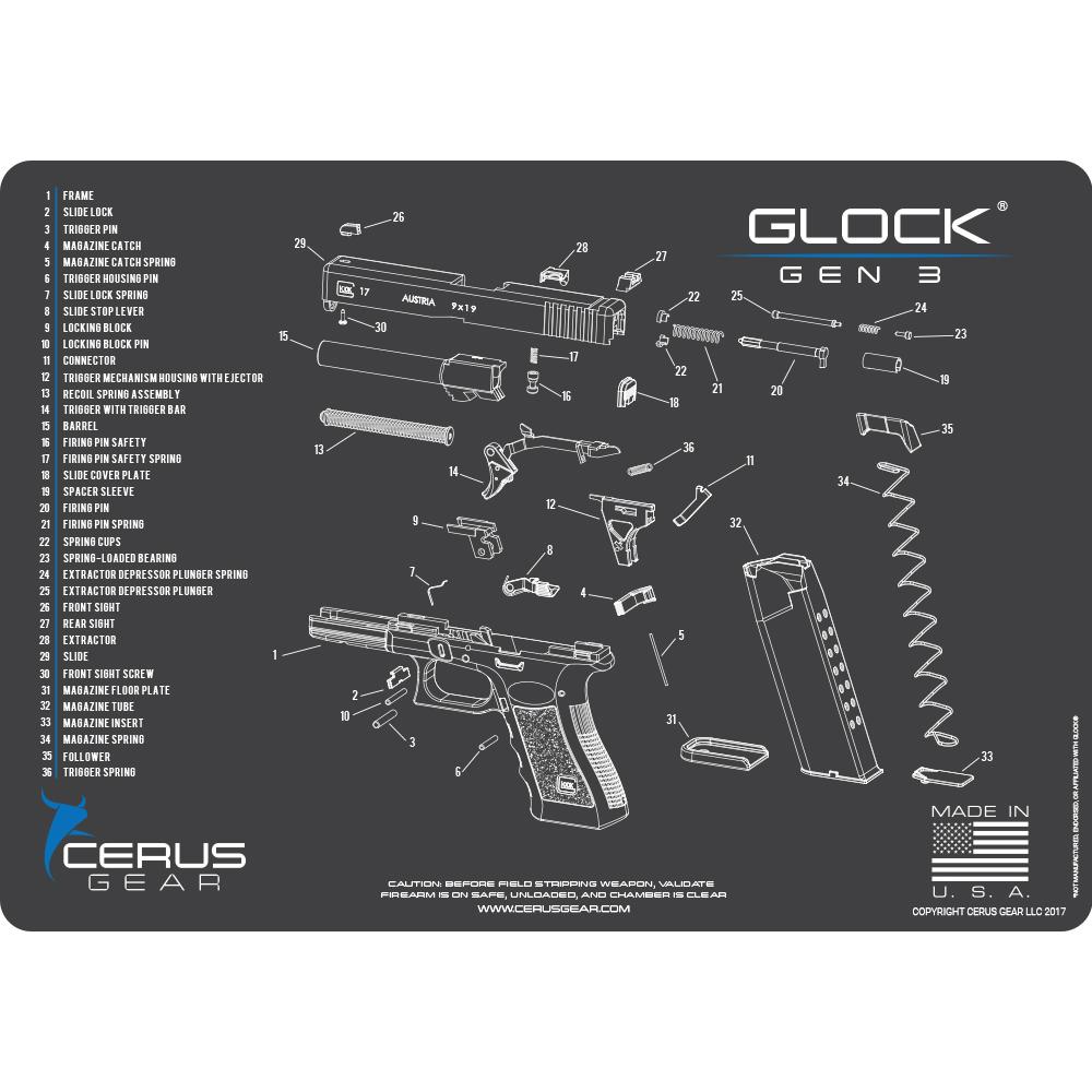 Glock Gen 3 Cleaning Mat 12X17 Char Gray