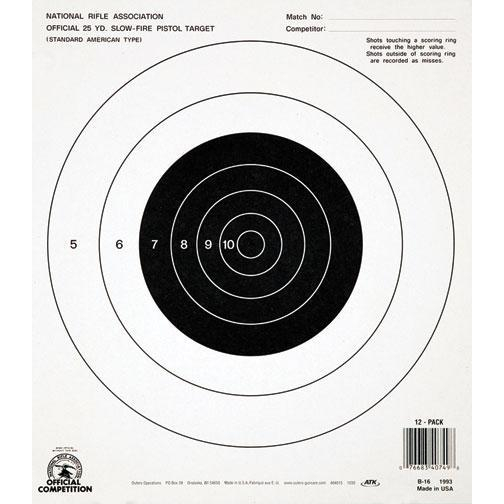 Champion Nra B-16 25 Yard Pistol Slow Fire Target 100PK