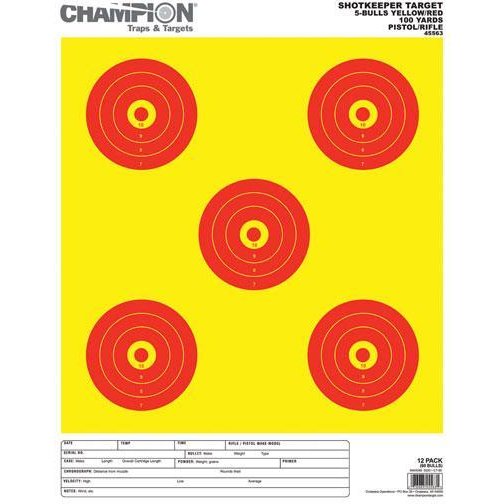 Champion Shotkeeper 5 Bullseye Targets Yellow/red 12PK