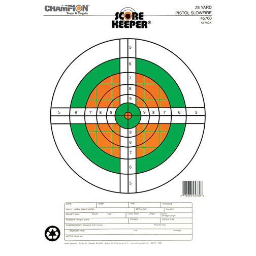 Champion Targets 25 Yd Pistol Slow Fire Fluorescent 12PK