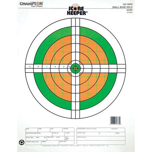 Champion Targets 45762 100 Yd Small Bore Rifle Fluorescent 12 Pk
