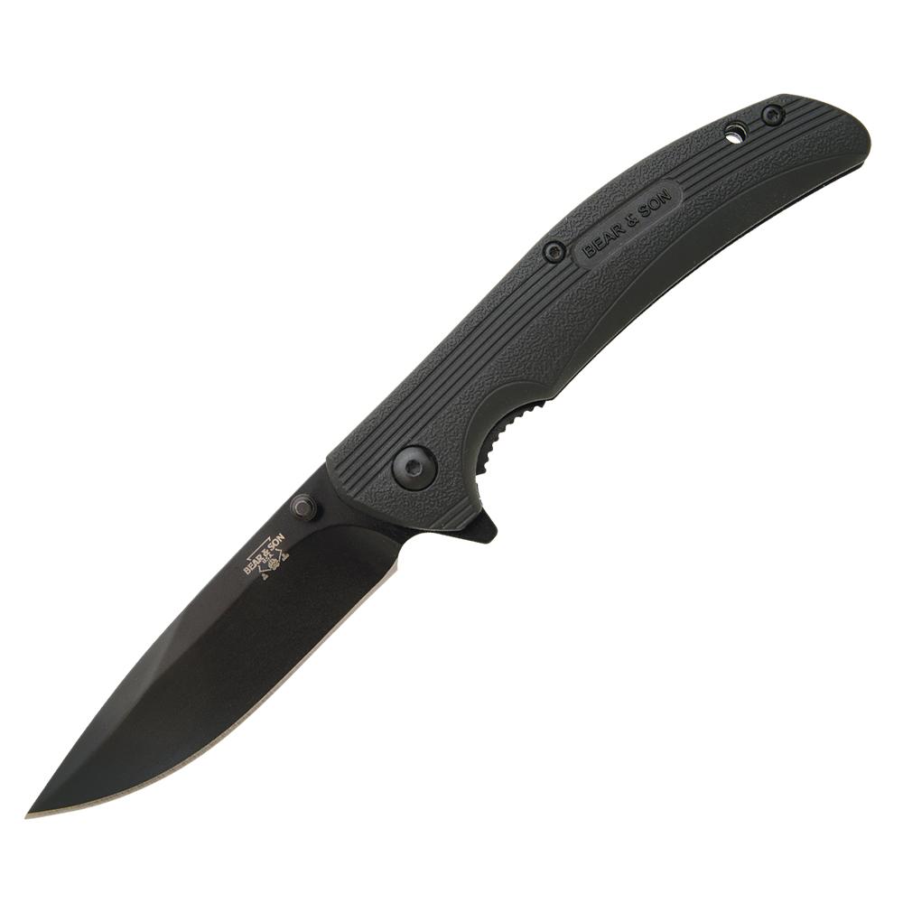 Bear & Son 4 1/2 Black Zytel Sideliner Folding Knife