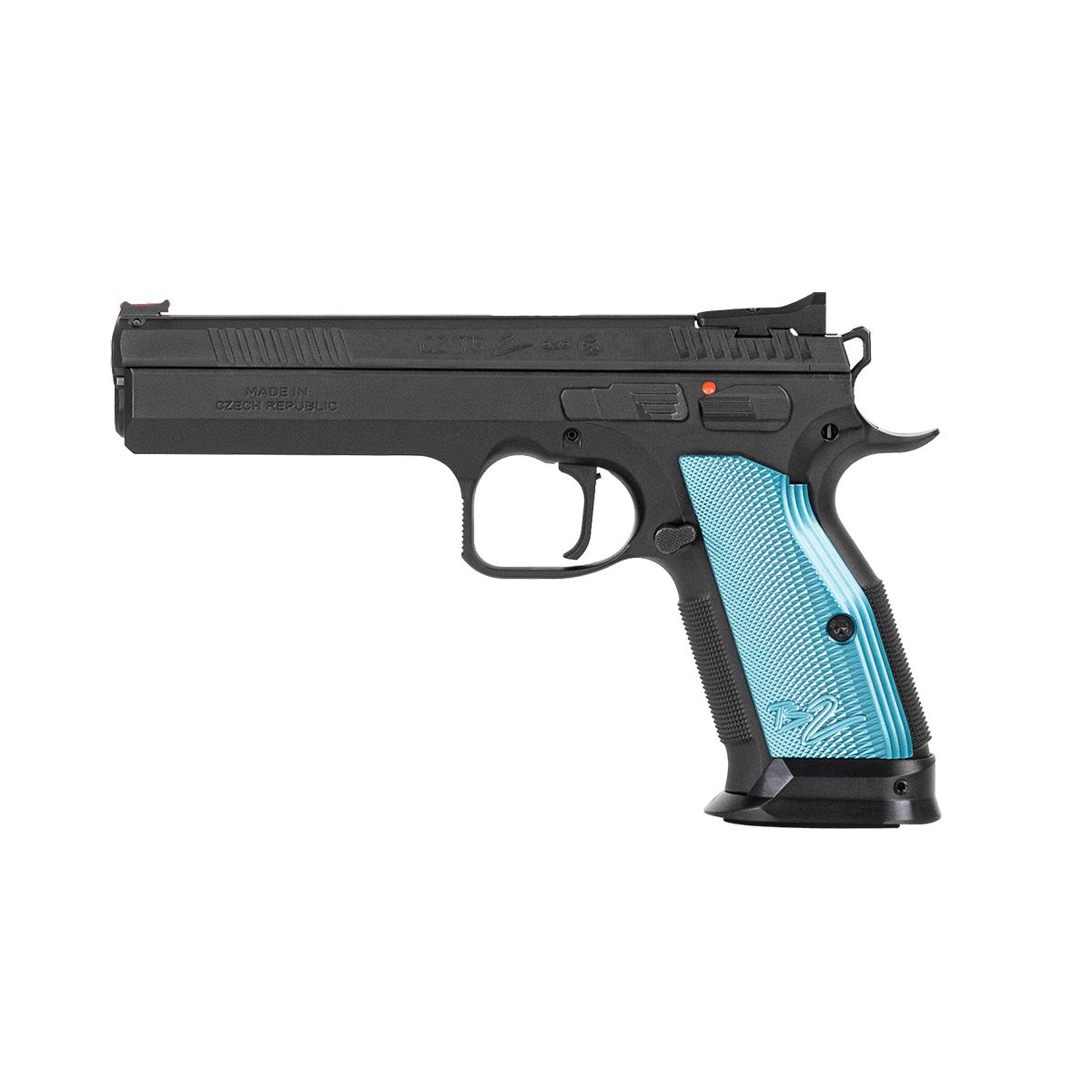 Cz TS2 9MM 20+1 Black Steel With Blue Aluminum Grips