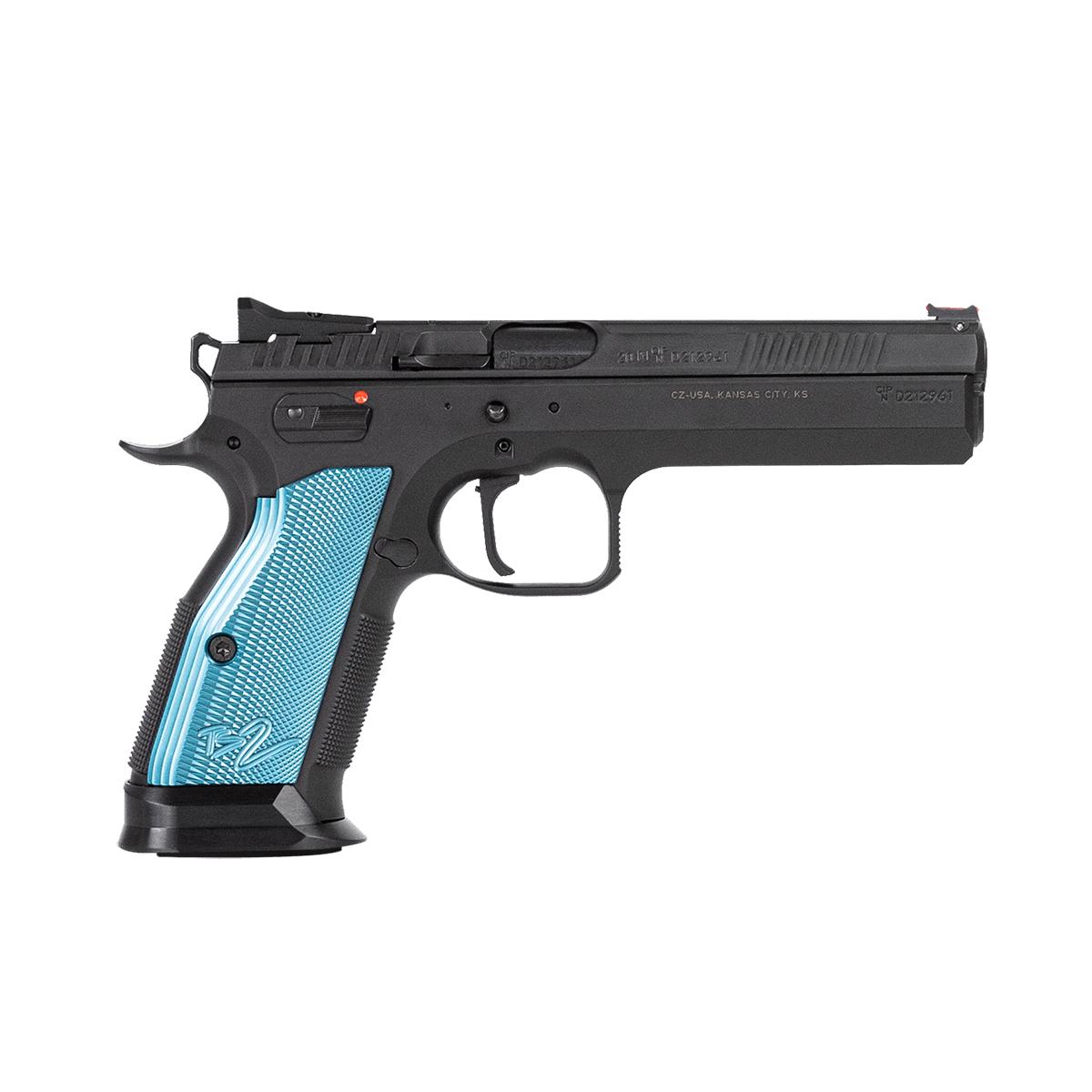 Cz TS2 9MM 20+1 Black Steel With Blue Aluminum Grips