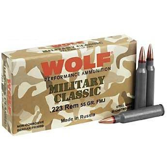 Wolf Military Classic 223 Rem 55GR Fmj 20/BOX