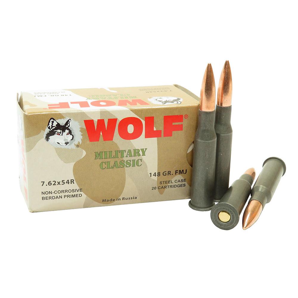 Wolf 7.62X54R 148GR Fmj Russian 20/RD