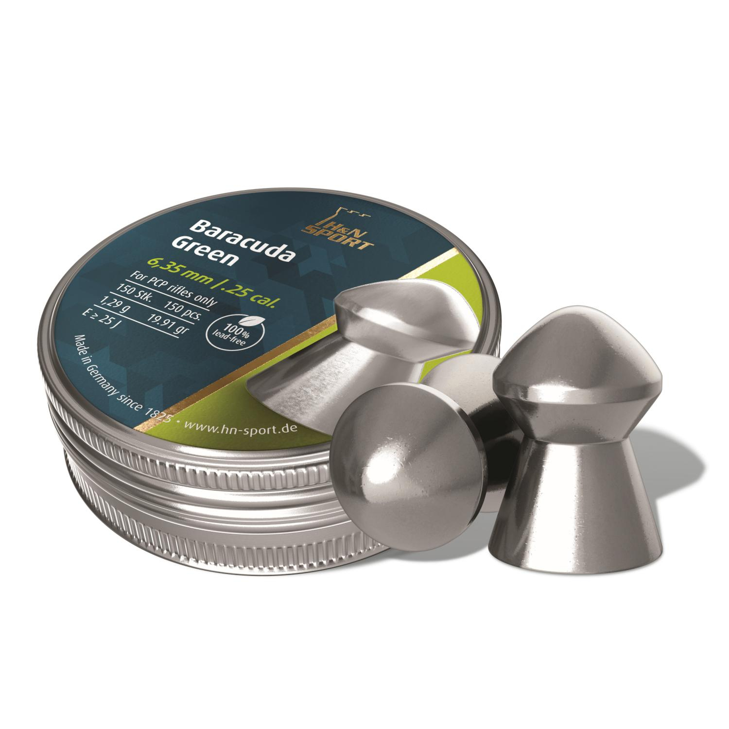 H&n Baracuda Green .25 Caliber 150 Rounds