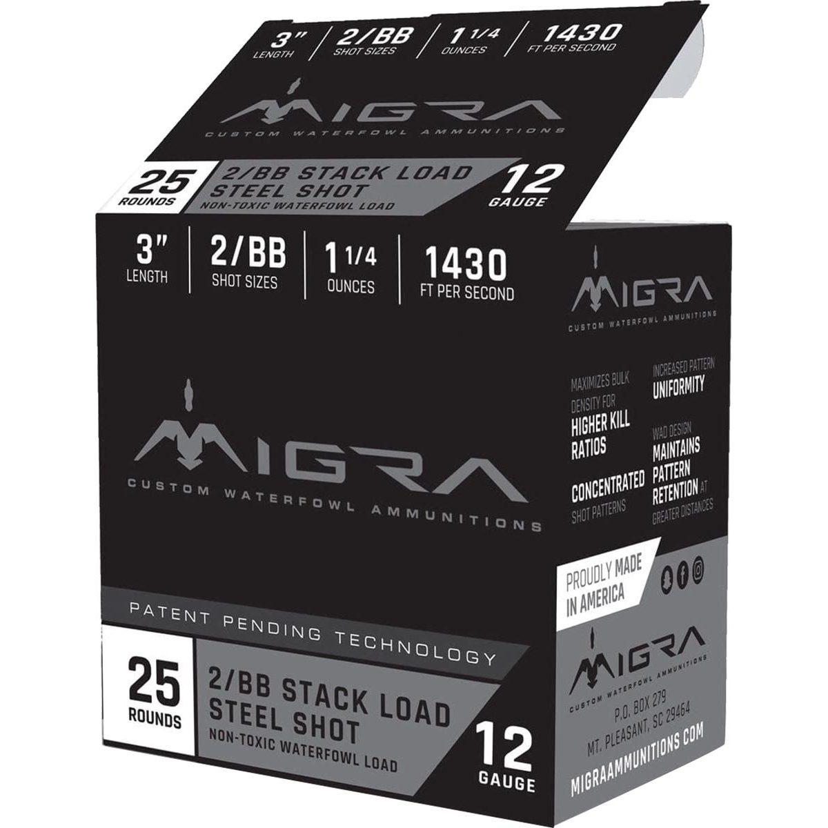 Migra Staxd Load 12 Gauge 3 2-BB Shot 1.25 Ounces 25 Rounds
