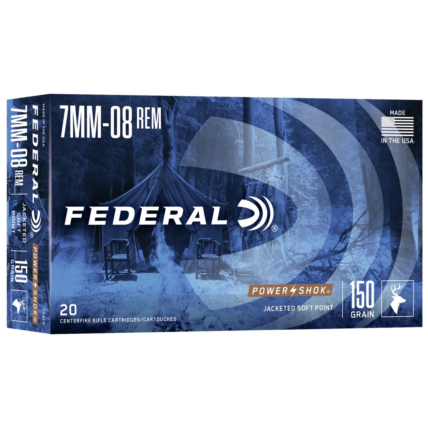 Federal 7MM-08 Rem 150GR Power-shok Soft Point 20RD