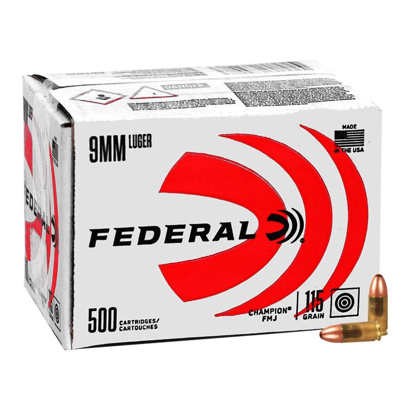 Federal Champion 9MM Luger 115GR Fmj Bulk Training Ammo 500RD