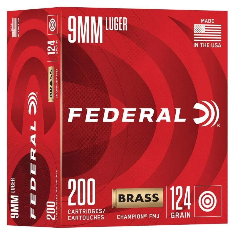Federal C9124A200 9MM 124 Fmj Champ Brass 200/5