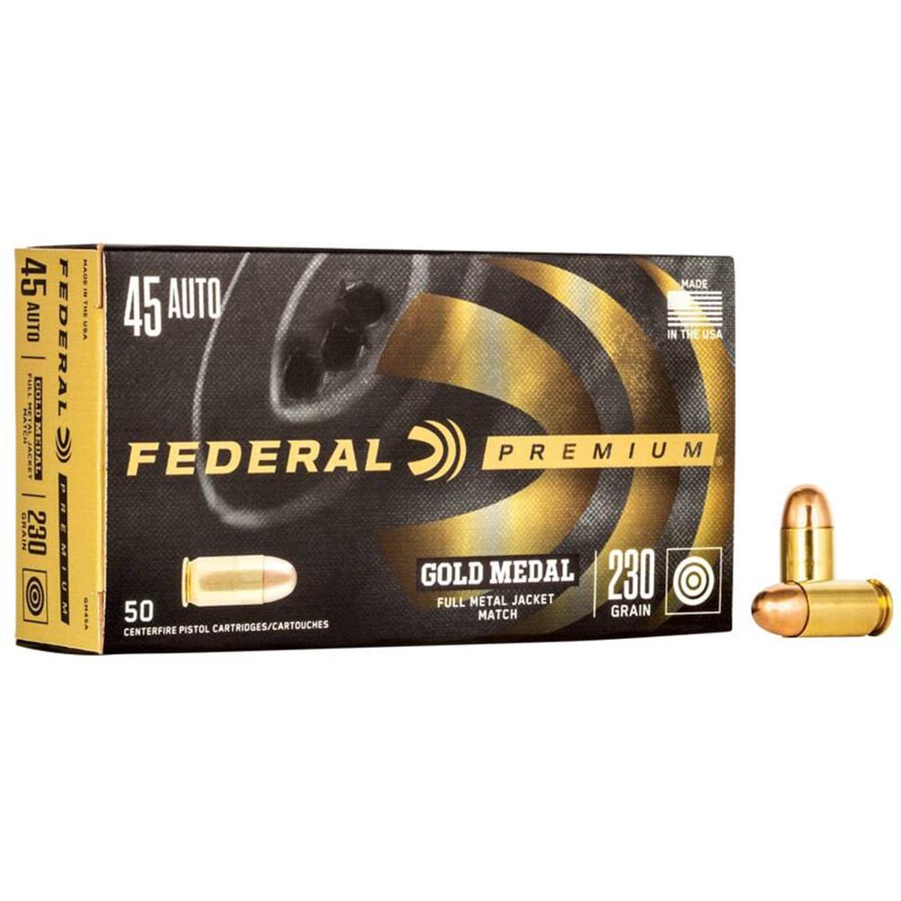 Federal 45 Auto 230GR Gold Medal Match Fmj Ammo 50RD