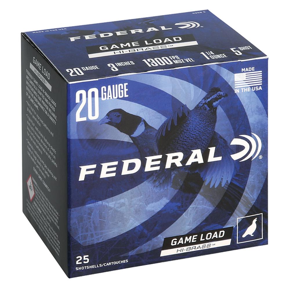 Federal Game-shok Hi-brass Lead 20GA 3 1 1/4 Oz 5 Shot 25RD
