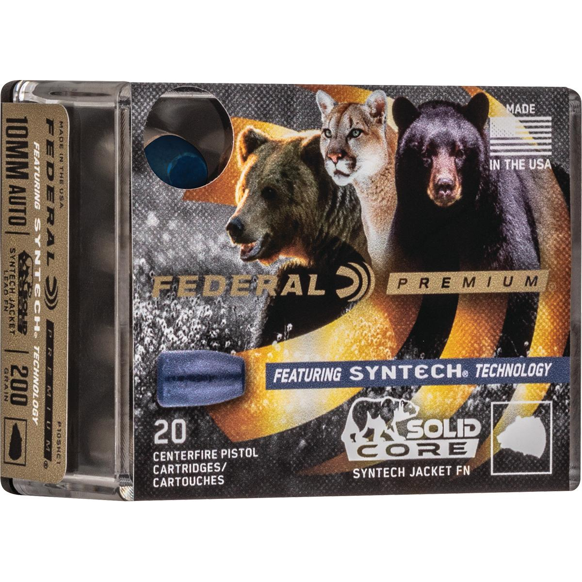 Federal Premium 10MM Auto 200GR Solid Core Synthetic Jacket 20RD
