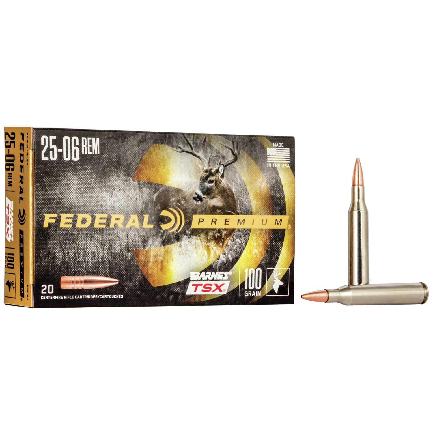 Federal Premium 25-06 Rem 100GR Barnes Tsx Ammo 20RD