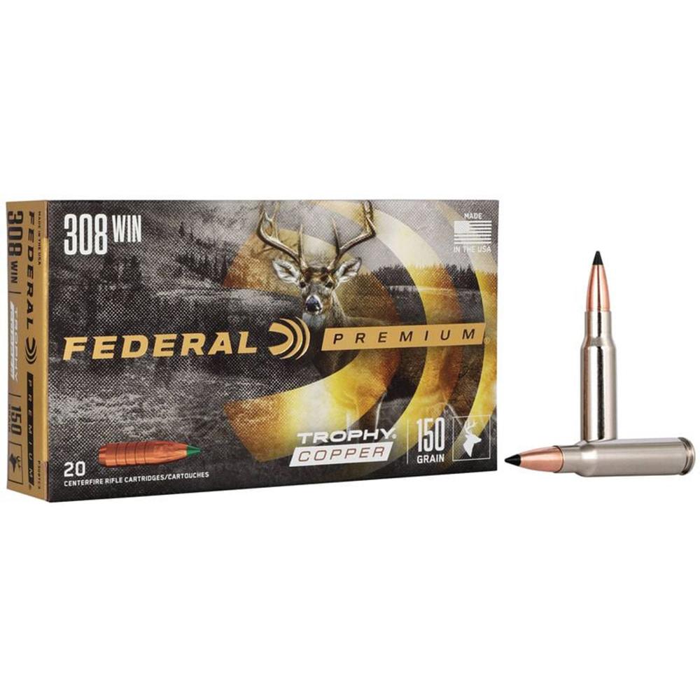 Federal 308 Win 150GR Trophy Copper Ammo 20RD