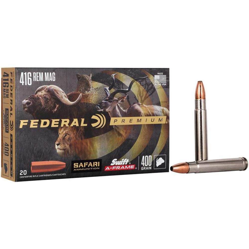 Federal 416 Rem. Magnum 400GR Swift A-frame Ammo 20RD