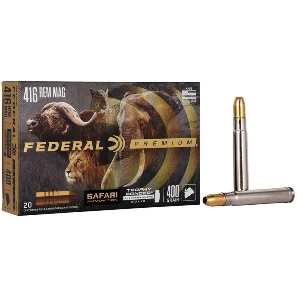Federal 416 Rem. Magnum 400GR Trophy Sledgehammer Ammo 20RD