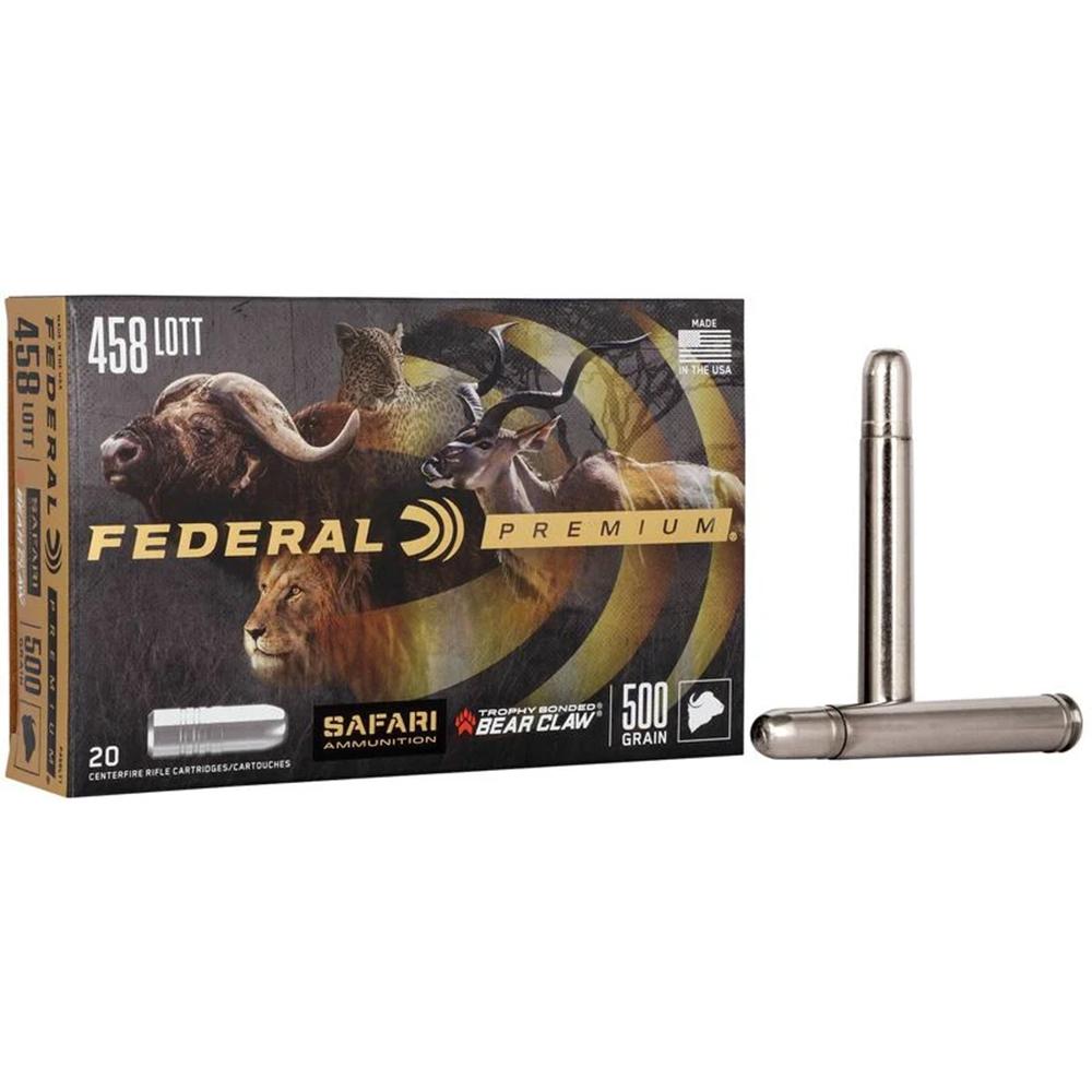 Federal 458 Lott 500GR Trophy Bonded Bear Claw Ammo 20RD
