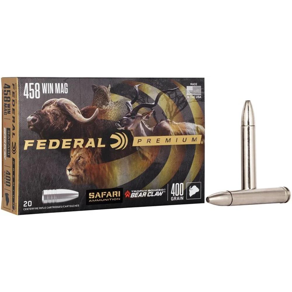 Federal 458 Win. Magnum 400GR Trophy Bonded Bear Claw Ammo 20RD