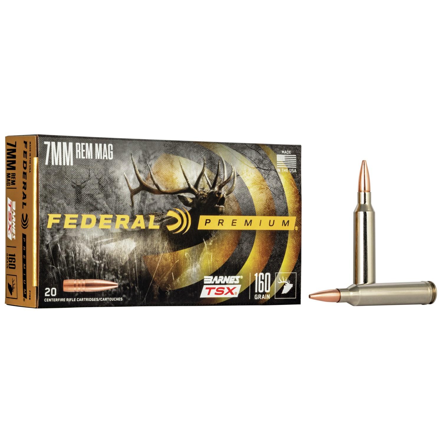 Federal Premium 7MM Rem Mag 160GR Barnes Tsx Ammo 20RD