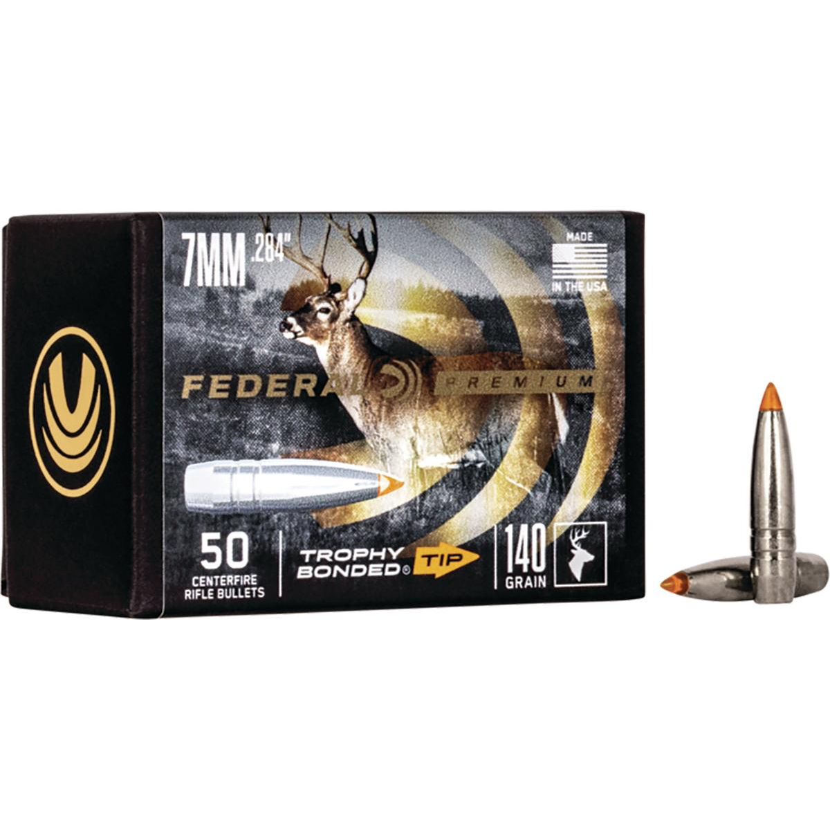 Federal .284 Caliber 140GR Trophy Bonded Tip Bullet 50RD