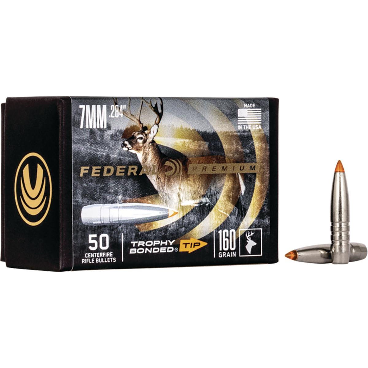 Federal .284 Caliber 160GR Trophy Bonded Tip Bullet 50RD