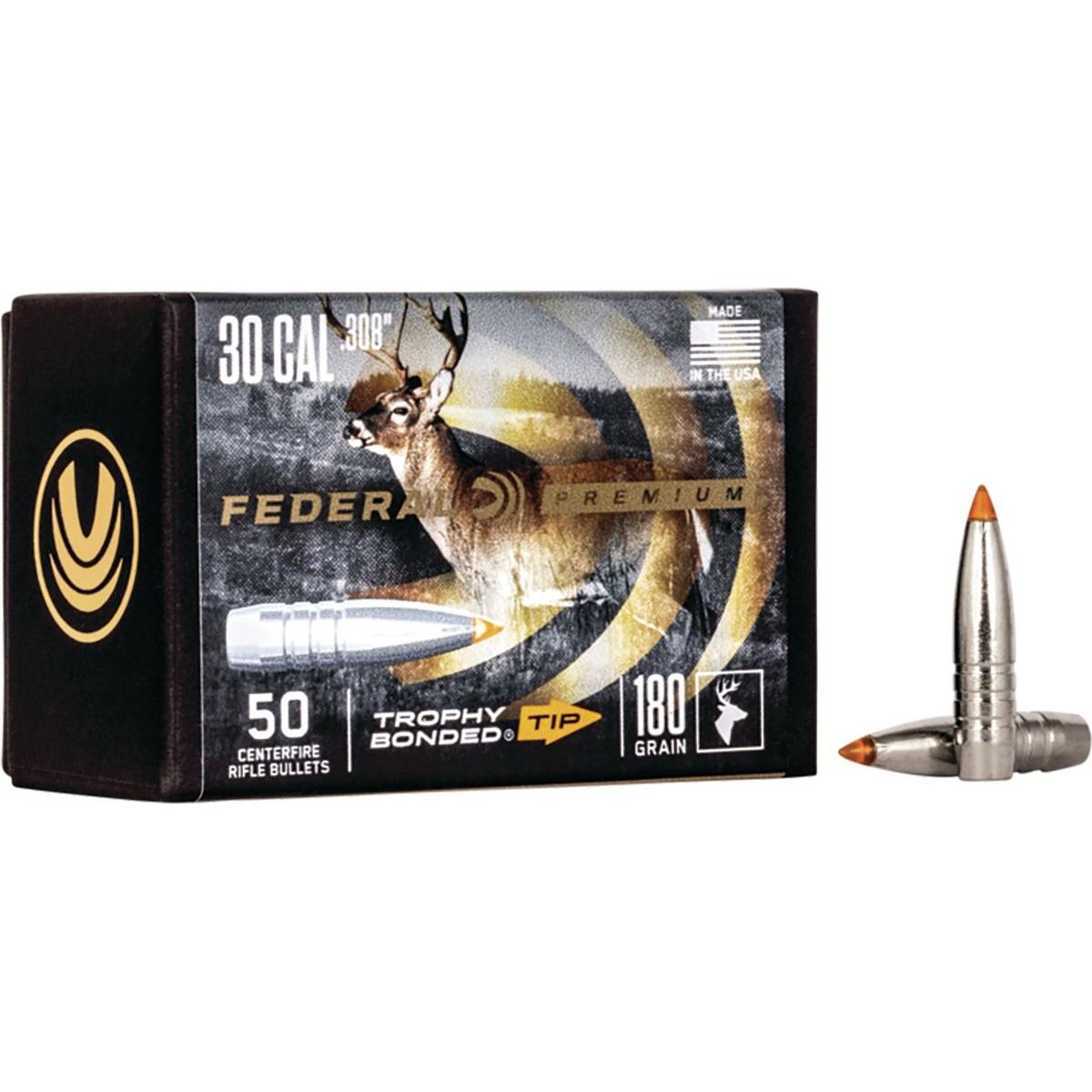 Federal .308 Caliber 180GR Trophy Bonded Tip Bullet 50RD