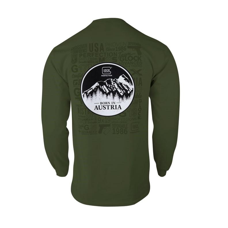 Glock Born in Austria Long Sleeve Shirt Military Green Size L