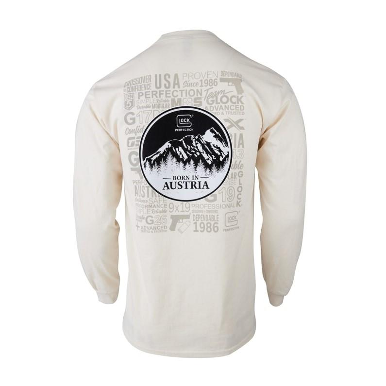 Glock Born in Austria Long Sleeve Shirt Tan Size L