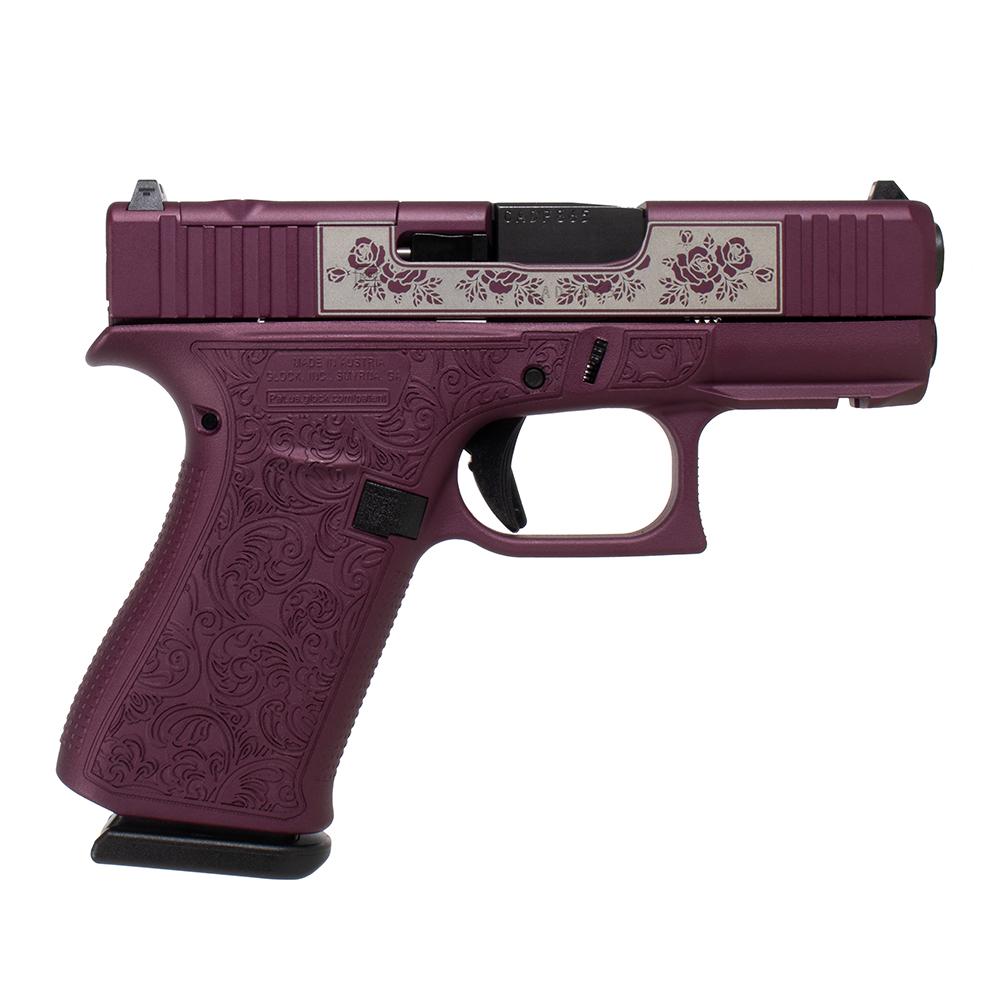Glock 43X Mos 9MM 10+1 Custom Engraved Black Cherry