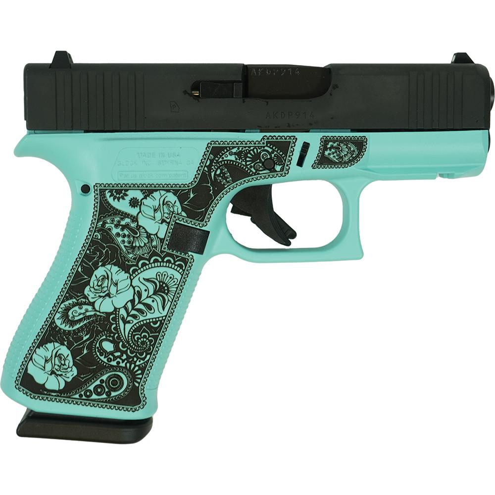 Glock 43X 9MM 10+1 Custom Robins Egg Blue Rose