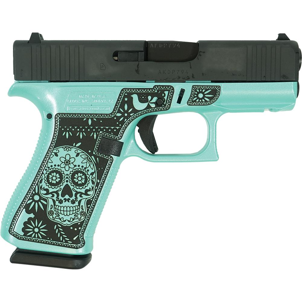 Glock 43X 9MM 10+1 Sugar Skull Robins Egg Blue Glitter