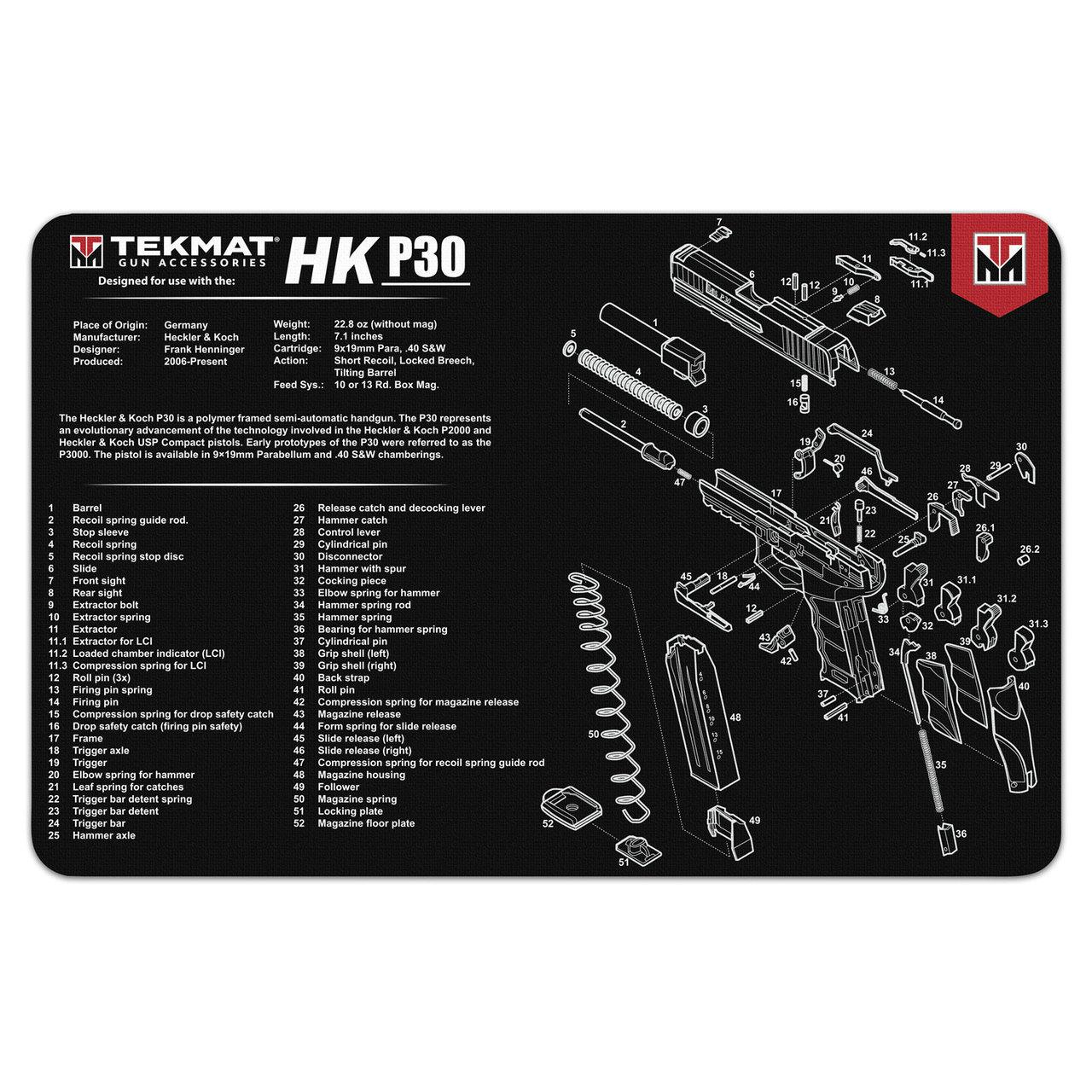 Heckler & Koch P30 Tekmat Gun Cleaning Mat 11X17