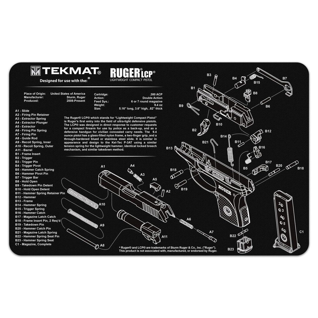 Tekmat Ruger Lcp Gun Cleaning Mat 11X17